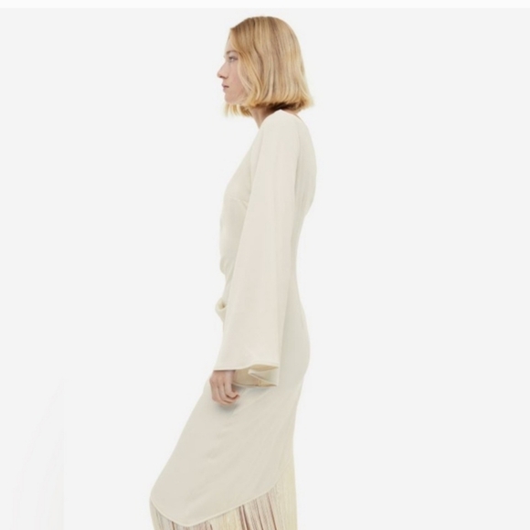 H&M Cream One-Shoulder Fringe Midi Dress - Picture 3 of 6